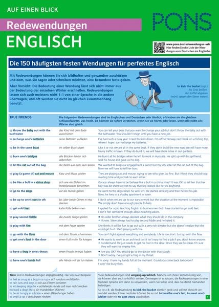 PONS Redewendungen auf einen Blick Englisch, Taschenbuch von , PONS Langenscheidt GmbH, 978-3-12-562952-3