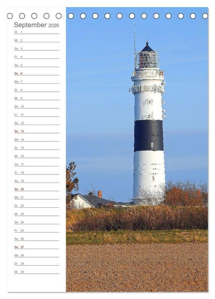 Produktbild: Leuchtender Geburtstagskalender - Leuchtt&uuml;rme an Ost-und Nordsee (Tischkalender 2026 DIN A5 hoch), CALVENDO Monatskalender