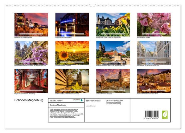 Produktbild: Sch&ouml;nes Magdeburg (hochwertiger Premium Wandkalender 2026 DIN A2 quer), Kunstdruck in Hochglanz