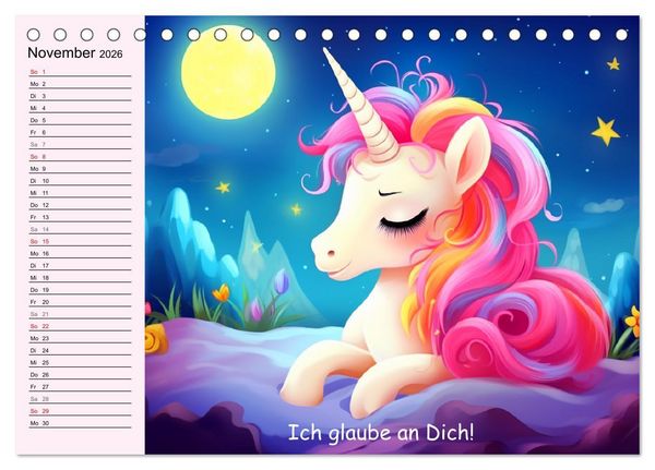 Produktbild: Unicorns! Lustige Einh&ouml;rner. Witzige Einhornspr&uuml;che und Weisheiten (Tischkalender 2026 DIN A5 quer), CALVENDO Monatskalender