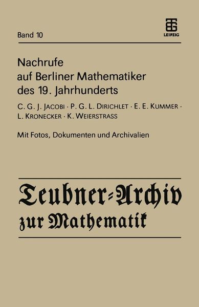 Produktbild: Nachrufe auf Berliner Mathematiker des 19. Jahrhunderts