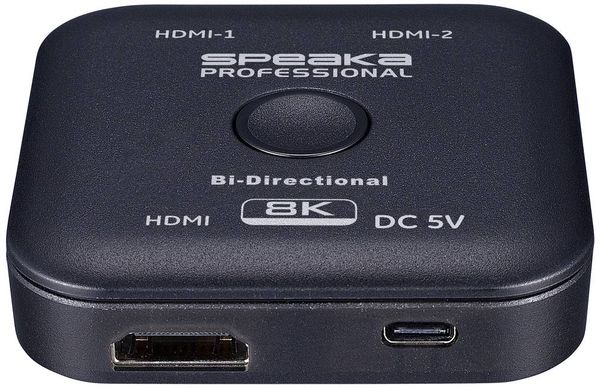 Produktbild: SpeaKa Professional SP-11990132 2 Port HDMI-Switch UHD 8K @ 60 Hz bidirektional verwendbar 7680 x 4320 Pixel