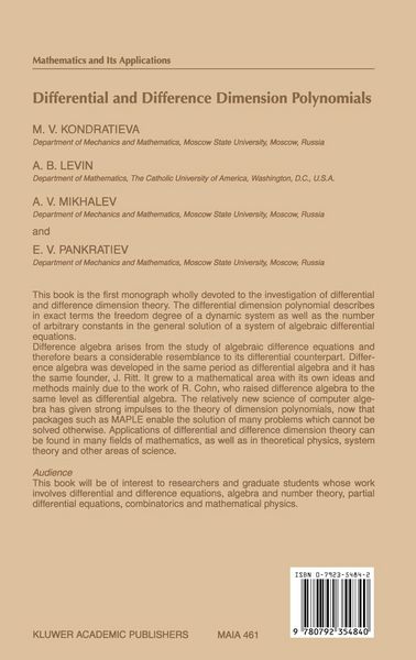 Produktbild: Differential and Difference Dimension Polynomials