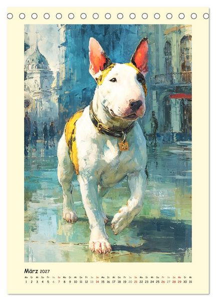 Produktbild: Gentlemen auf Pfoten. Der Bullterrier im k&uuml;nstlerischen Vintage-Stil (Tischkalender 2027 DIN A5 hoch), CALVENDO Monatskalender