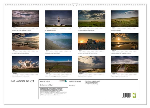 Produktbild: Ein Sommer auf Sylt (Wandkalender 2026 DIN A2 quer), CALVENDO Monatskalender