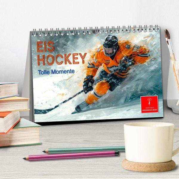 Produktbild: Eishockey - tolle Momente (Tischkalender 2026 DIN A5 quer), CALVENDO Monatskalender