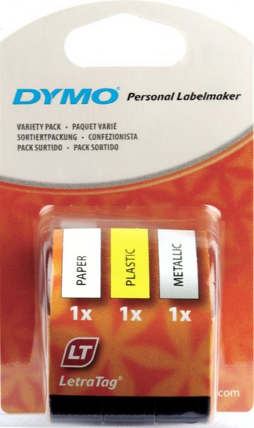 DYMO Beschriftungsbänder LetraTag 12mmx4m 3 Stück Blister