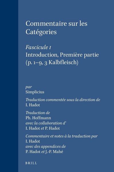 Produktbild: Commentaire sur les Cat&eacute;gories