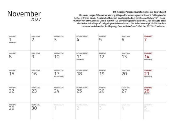 Produktbild: Dampfloks in Farbe 2027 Eintragkalender