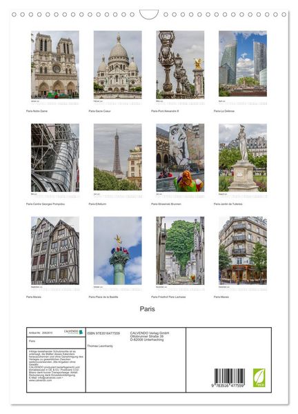 Produktbild: Paris (Wandkalender 2026 DIN A3 hoch), CALVENDO Monatskalender