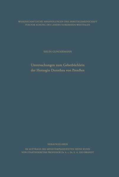 Produktbild: Untersuchungen zum Gebetb&uuml;chlein der Herzogin Dorothea von Preu&szlig;en