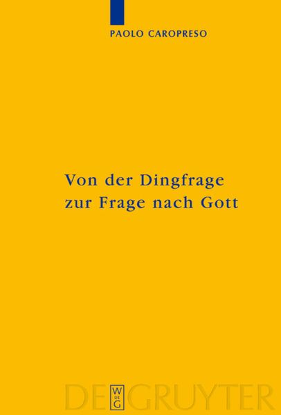 Produktbild: Von der Dingfrage zur Frage nach Gott