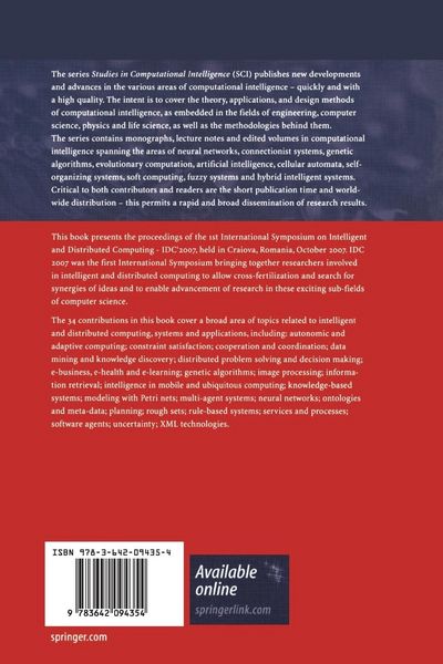Produktbild: Advances in Intelligent and Distributed Computing