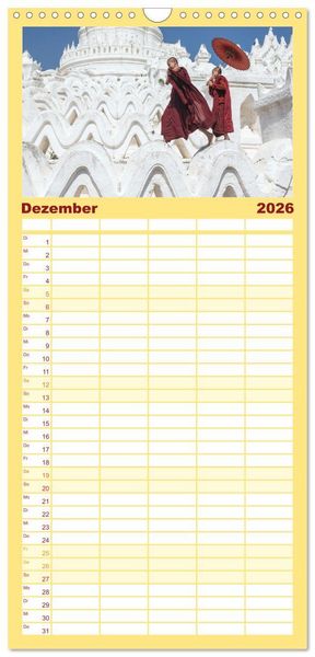 Produktbild: Familienplaner 2026 - Asien - Kontinent der Farben mit 5 Spalten (Wandkalender, 21 x 45 cm) CALVENDO