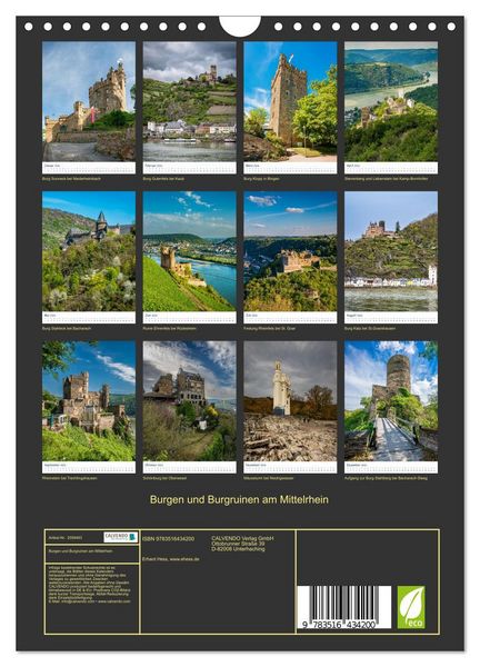 Produktbild: Burgen und Burgruinen am Mittelrhein (Wandkalender 2026 DIN A4 hoch), CALVENDO Monatskalender