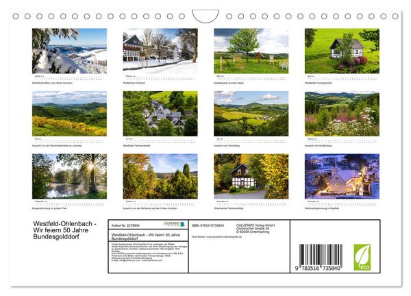 Produktbild: Westfeld-Ohlenbach - Wir feiern 50 Jahre Bundesgolddorf (Wandkalender 2026 DIN A4 quer), CALVENDO Monatskalender
