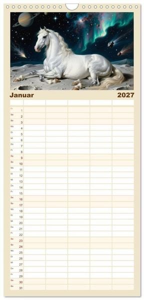 Produktbild: Familienplaner 2027 - Pferdegem&auml;lde, inspiriert von den Alten Meistern mit 5 Spalten (Wandkalender, 21 x 45 cm) CALVENDO
