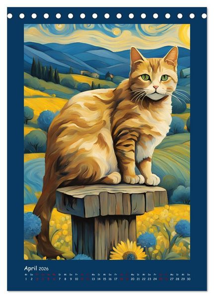Produktbild: Katzen im Farbenspiel (Tischkalender 2026 DIN A5 hoch), CALVENDO Monatskalender