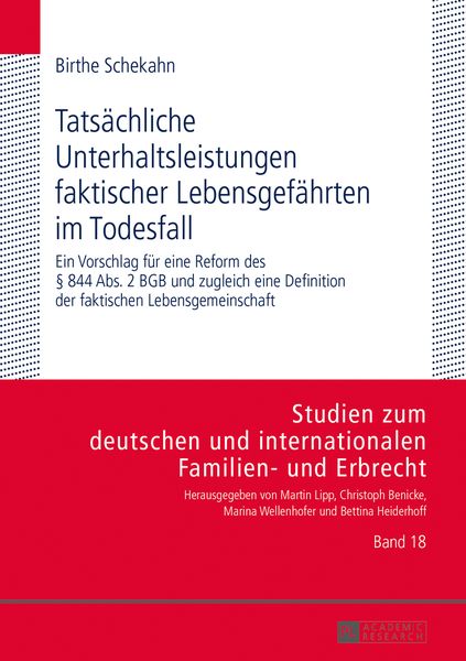 Produktbild: Tatsaechliche Unterhaltsleistungen faktischer Lebensgefaehrten im Todesfall