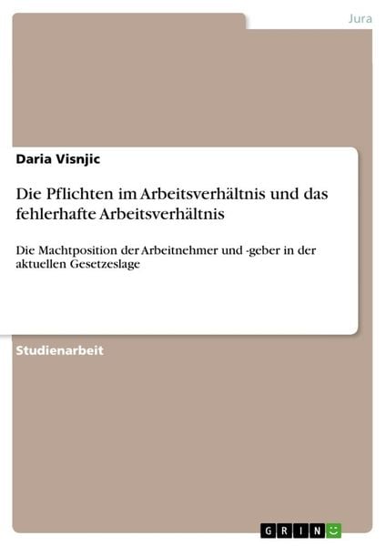 Produktbild: Die Pflichten im Arbeitsverh&auml;ltnis und das fehlerhafte Arbeitsverh&auml;ltnis