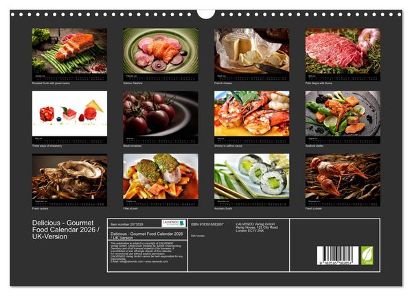 Produktbild: Delicious - Gourmet Food Calendar 2026 / UK-Version (Wall Calendar 2026 DIN A3 landscape), CALVENDO 12 Month Wall Calendar