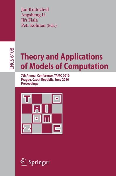 Produktbild: Theory and Applications of Models of Computation