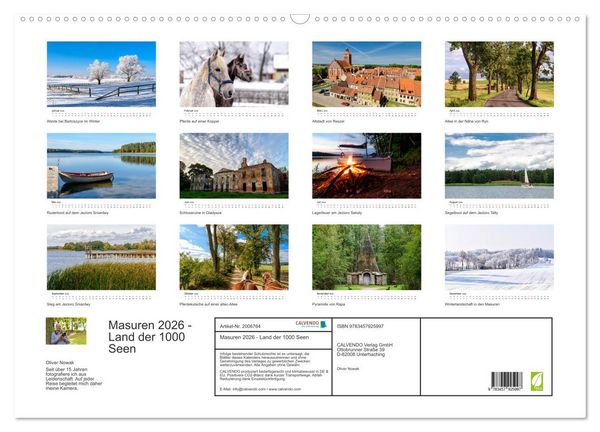 Produktbild: Masuren 2026 - Land der 1000 Seen (Wandkalender 2026 DIN A2 quer), CALVENDO Monatskalender