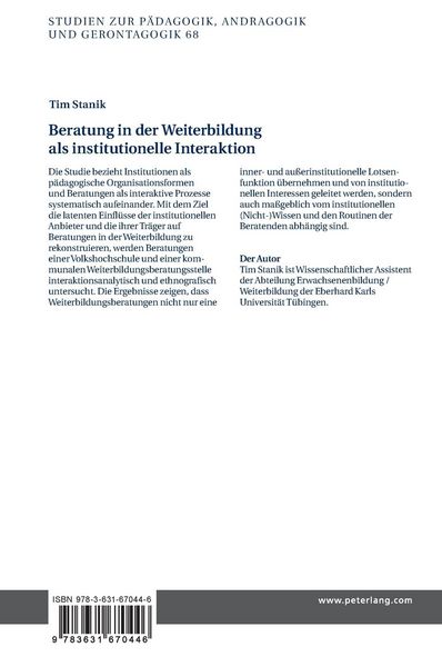 Produktbild: Beratung in der Weiterbildung als institutionelle Interaktion