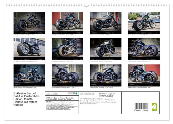 Produktbild: Exklusive Best of Fat Ass Custombike Edition, feinste Harleys mit fettem Hintern (hochwertiger Premium Wandkalender 2026 DIN A2 quer), Kunstdruck in Hochglanz