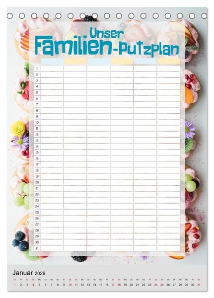 Produktbild: Unser Familien-Putzplan & Kalender 2026 (Tischkalender 2026 DIN A5 hoch), CALVENDO Monatskalender
