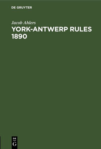 Produktbild: York-Antwerp Rules 1890