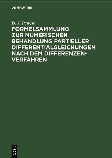 Produktbild: Formelsammlung zur numerischen Behandlung partieller Differentialgleichungen nach dem Differenzenverfahren