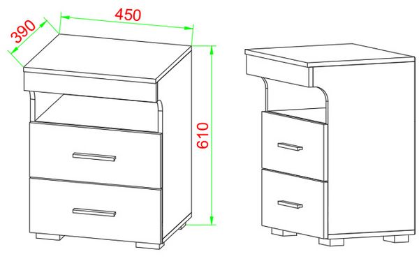 Produktbild: Holz Nachttisch Nachtschrank Schublade Slepal L