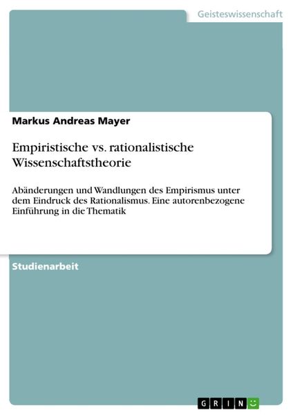 Produktbild: Empiristische vs. rationalistische Wissenschaftstheorie
