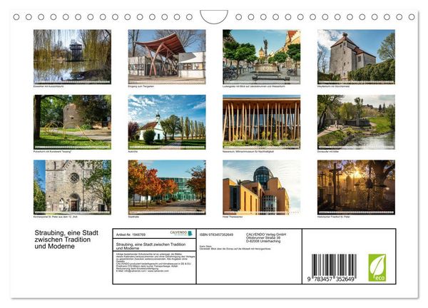 Produktbild: Straubing, eine Stadt zwischen Tradition und Moderne (Wandkalender 2026 DIN A4 quer), CALVENDO Monatskalender