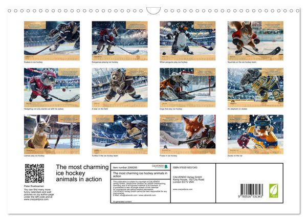 Produktbild: The most charming ice hockey animals in action (Wall Calendar 2026 DIN A3 landscape), CALVENDO 12 Month Wall Calendar