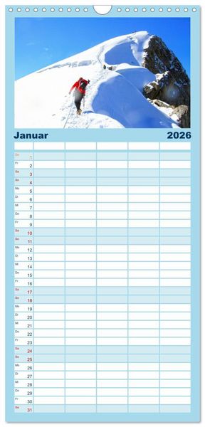 Produktbild: Familienplaner 2026 - Schweizer Berggipfel mit 5 Spalten (Wandkalender, 21 x 45 cm) CALVENDO