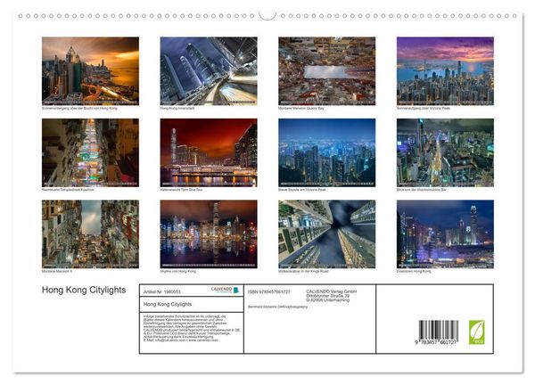 Produktbild: Hong Kong Citylights (hochwertiger Premium Wandkalender 2026 DIN A2 quer), Kunstdruck in Hochglanz