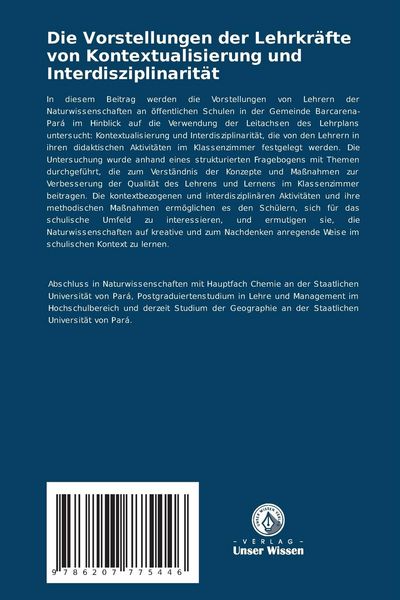 Produktbild: Die Vorstellungen der Lehrkr&auml;fte von Kontextualisierung und Interdisziplinarit&auml;t