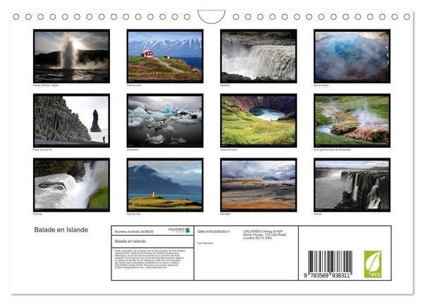 Produktbild: Balade en Islande (Calendrier mural 2027 DIN A4 vertical), CALVENDO calendrier mensuel