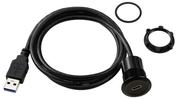 Produktbild: USB-C&reg; (3.1) Buchse/USB-A (3.0) Stecker 1 m Kabel schwarz TC-13376312 TRU COMPONENTS Inhalt: 1 St.