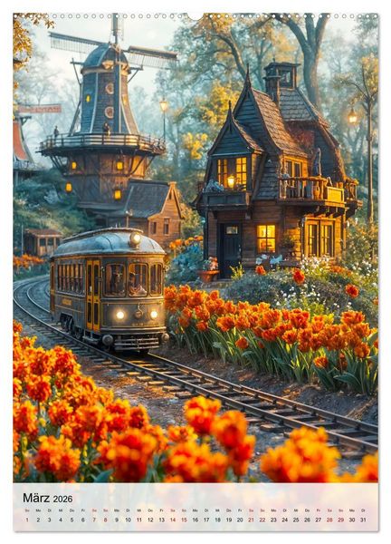 Produktbild: Eisenbahnen - Miniaturbahnen zwischen Fantasie und Fernweh (Wandkalender 2026 DIN A2 hoch), CALVENDO Monatskalender