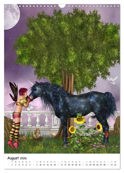 Produktbild: Einhorn und Pegasus (Wandkalender 2026 DIN A3 hoch), CALVENDO Monatskalender