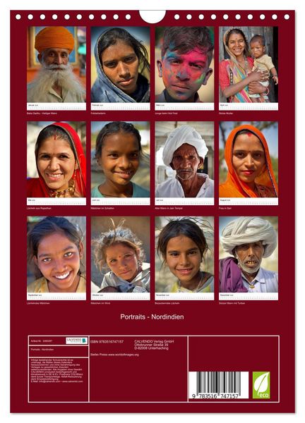 Produktbild: Portraits - Nordindien (Wandkalender 2026 DIN A4 hoch), CALVENDO Monatskalender