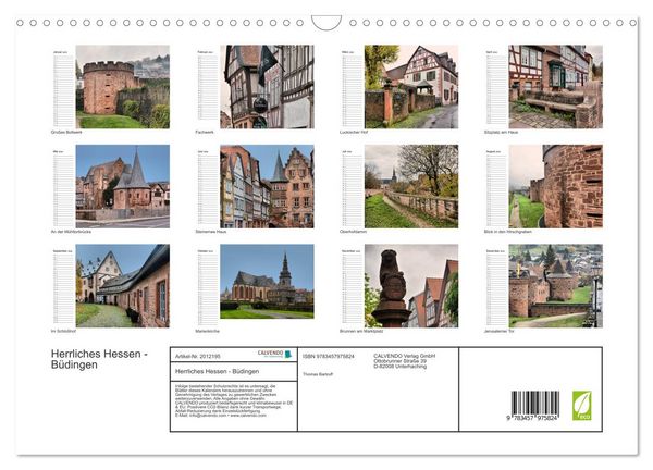 Produktbild: Herrliches Hessen - B&uuml;dingen (Wandkalender 2026 DIN A3 quer), CALVENDO Monatskalender