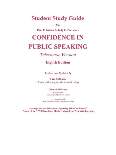Produktbild: Student Study Guide for Confidence in Public Speaking