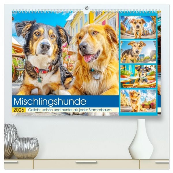 Mischlingshunde. Geliebt, schön und bunter als jeder Stammbaum (hochwertiger Premium Wandkalender 2026 DIN A2 quer), Kunstdruck in Hochglanz