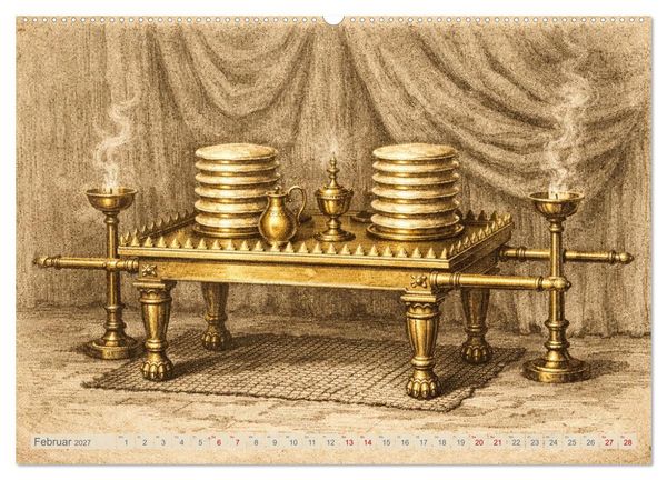 Produktbild: Die Ger&auml;te in der Stiftsh&uuml;tte - Bilder und hebr&auml;ische Begriffe (hochwertiger Premium Wandkalender 2027 DIN A2 quer), Kunstdruck in Hochglanz