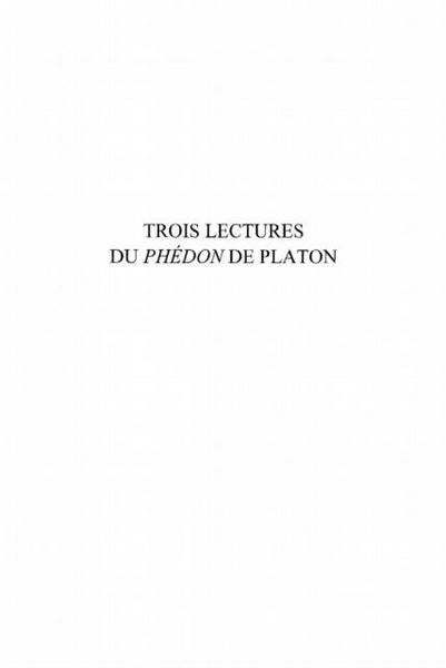 Produktbild: Trois lectures du phedon de platon