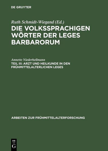 Produktbild: Arzt und Heilkunde in den fr&uuml;hmittelalterlichen Leges